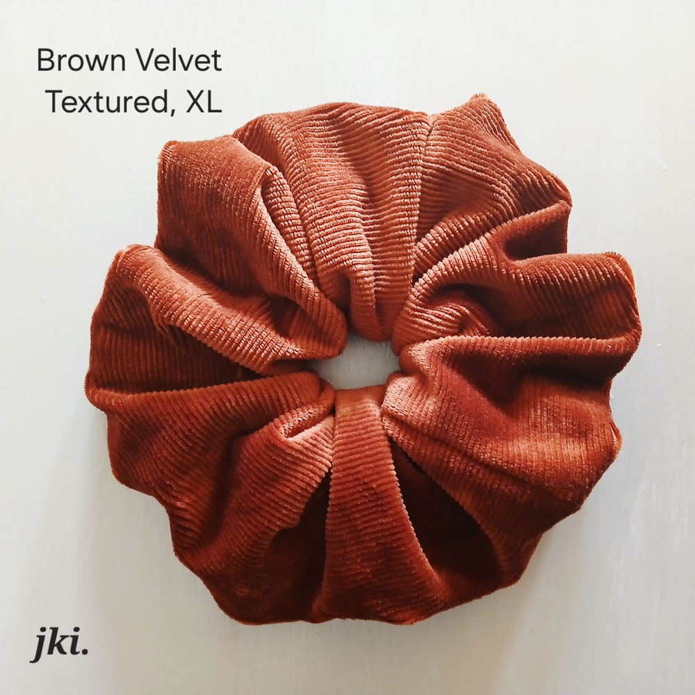 Brown Velvet Textured XL Scrunchie Hair tie